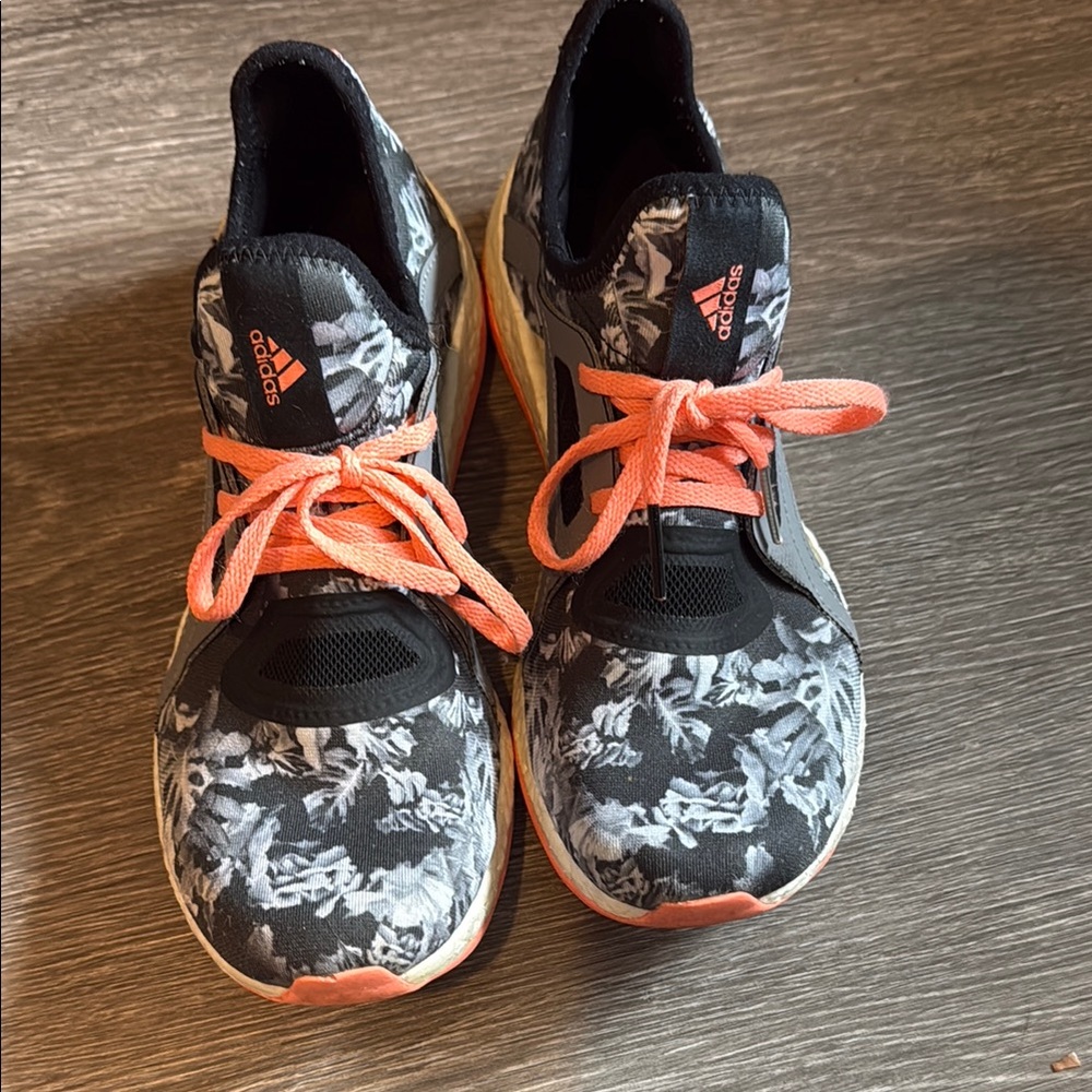 Adidas Pure Boost X Sneakers in Black & Coral